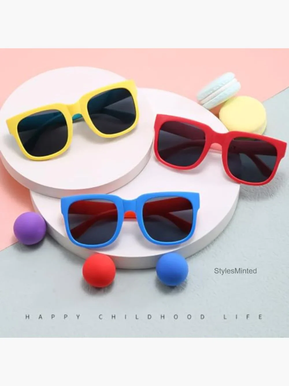 Foldable Kids Sunglasses 4 Pack UV Protection Rectangle